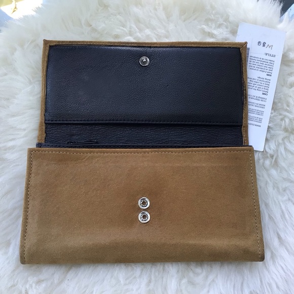 NWT Due Fratelli Genunie Leather Long Tri-fold Wallet Clutch Made in Canada - Picture 11 of 14